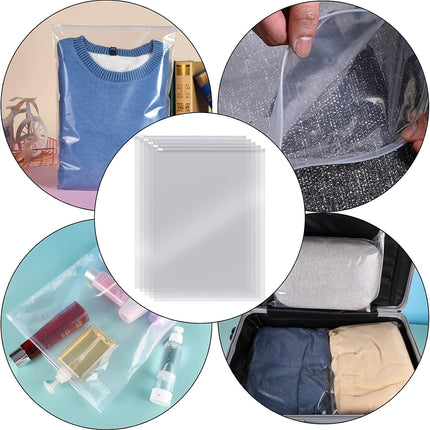 40 reusable travel zip lock bags - 40 x 30 cm - travel clothing bags - large transparent storage bags - plastic sealable clothing bags for clothes, shoes and cosmetics.