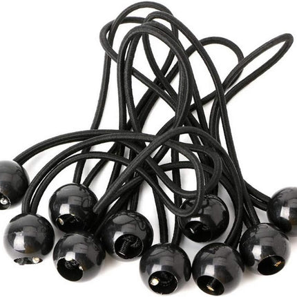 12 Black sailcloth bungee balls for banners - sailcloths - pavilions - tents - bungee hooks - stalls - flagpoles.
