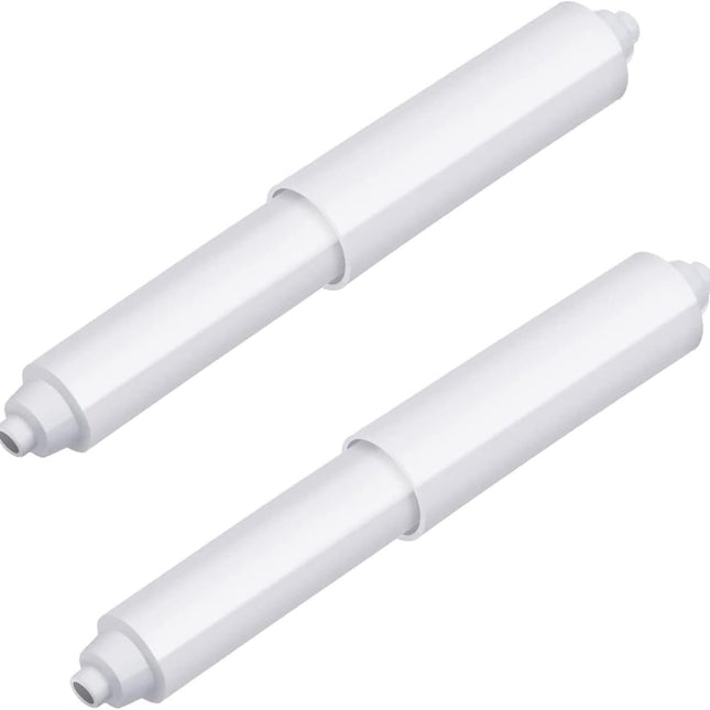 2-piece plastic toilet roll holder - toilet roll holder - toilet roll holder insert - bathroom toilet roll holder insert with spring mechanism - toilet roll replacement roll spring spindle (white).