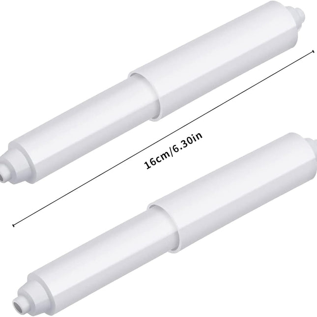 2-piece plastic toilet roll holder - toilet roll holder - toilet roll holder insert - bathroom toilet roll holder insert with spring mechanism - toilet roll replacement roll spring spindle (white).