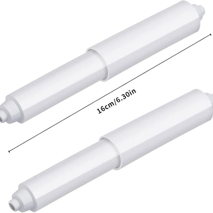 2-piece plastic toilet roll holder - toilet roll holder - toilet roll holder insert - bathroom toilet roll holder insert with spring mechanism - toilet roll replacement roll spring spindle (white).