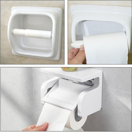 2-piece plastic toilet roll holder - toilet roll holder - toilet roll holder insert - bathroom toilet roll holder insert with spring mechanism - toilet roll replacement roll spring spindle (white).