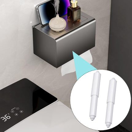 2-piece plastic toilet roll holder - toilet roll holder - toilet roll holder insert - bathroom toilet roll holder insert with spring mechanism - toilet roll replacement roll spring spindle (white).