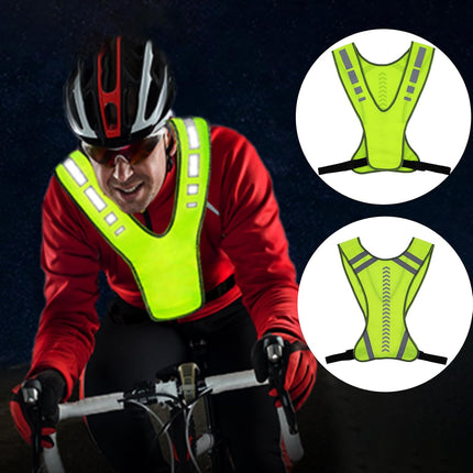 Reflective running clothing with high visibility and pockets - reflective safety vest - unisex - breathable reflective clothing - adjustable safety warning vest for jogging - walking - cycling.