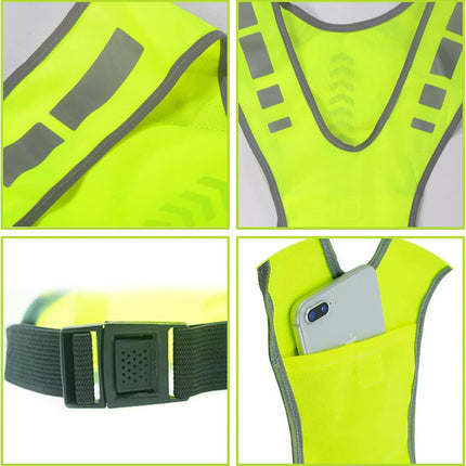 Reflective running clothing with high visibility and pockets - reflective safety vest - unisex - breathable reflective clothing - adjustable safety warning vest for jogging - walking - cycling.