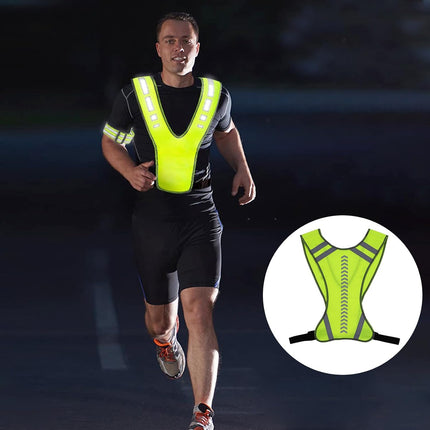 Reflective running clothing with high visibility and pockets - reflective safety vest - unisex - breathable reflective clothing - adjustable safety warning vest for jogging - walking - cycling.