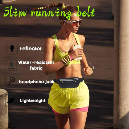 Slim running belt - running waist pack - running belt suitable for carrying a mobile phone - waist pack suitable for jogging - walking - travel wallet - running gift - gear - accessories (black).