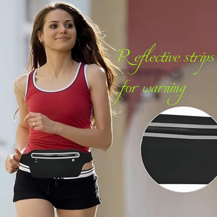 Slim running belt - running waist pack - running belt suitable for carrying a mobile phone - waist pack suitable for jogging - walking - travel wallet - running gift - gear - accessories (black).