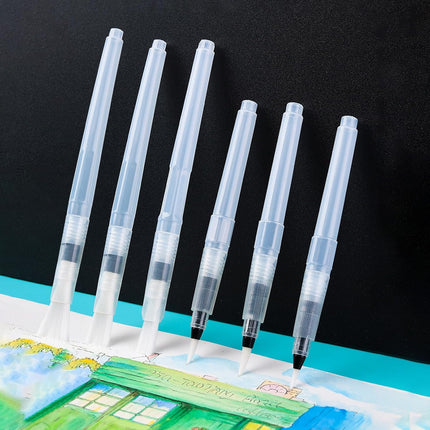 Refillable watercolour brush set: 6 watercolour brushes with refillable reservoirs - watercolour brushes with fine, medium and large tips for watercolour painting and sketching.