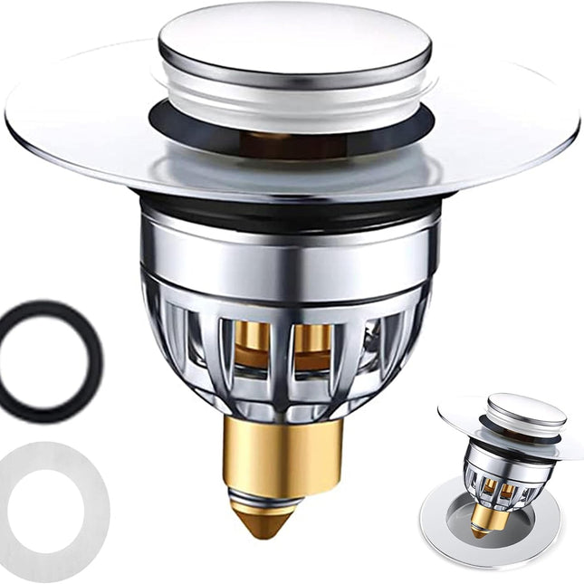 Gootsteenplug, universal, stainless steel strainer for collapsible sink plugs, drain plug for sinks 34-42 mm, suitable for bathtubs and sinks (34-42 mm).