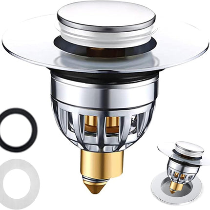 Gootsteenplug, universal, stainless steel strainer for collapsible sink plugs, drain plug for sinks 34-42 mm, suitable for bathtubs and sinks (34-42 mm).