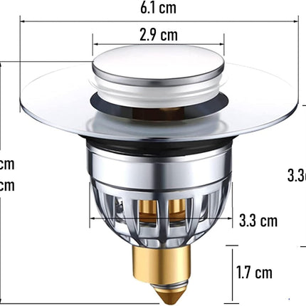 Gootsteenplug, universal, stainless steel strainer for collapsible sink plugs, drain plug for sinks 34-42 mm, suitable for bathtubs and sinks (34-42 mm).