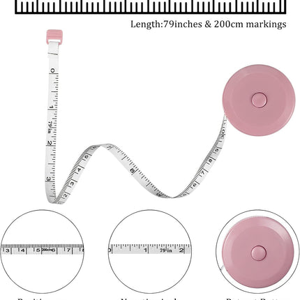 Meetlinten 3 pieces 200 cm/79 inch Sewing measuring tapes Retractable measuring tapes for measuring length, bust and waist.
