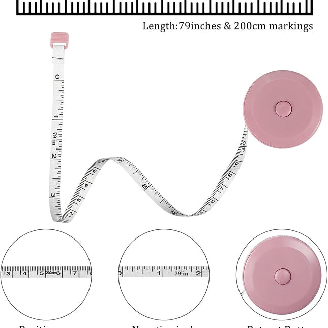 Meetlinten 3 pieces 200 cm/79 inch Sewing measuring tapes Retractable measuring tapes for measuring length, bust and waist.