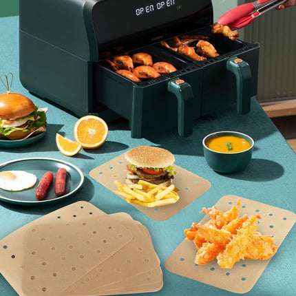 120 pieces of Airfryer paper baking forms, Airfryer baking forms compatible with Ninja Foodi Dual Airfryer, non-stick perforated baking paper compatible with Ninja DZ201 DZ401.