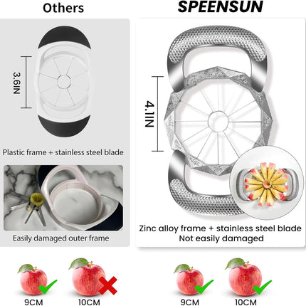 Apple corer, apple drill, fully metal apple corer and drill with 12 stainless steel blades, large apple corer for cutting apples up to 10 cm, comfortable wide non-slip handle.