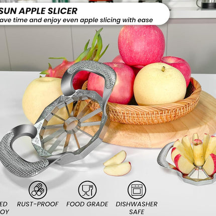 Apple corer, apple drill, fully metal apple corer and drill with 12 stainless steel blades, large apple corer for cutting apples up to 10 cm, comfortable wide non-slip handle.