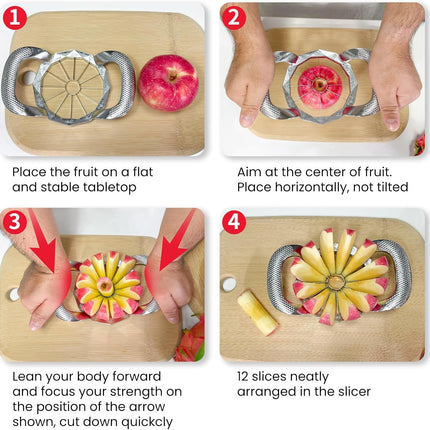 Apple corer, apple drill, fully metal apple corer and drill with 12 stainless steel blades, large apple corer for cutting apples up to 10 cm, comfortable wide non-slip handle.