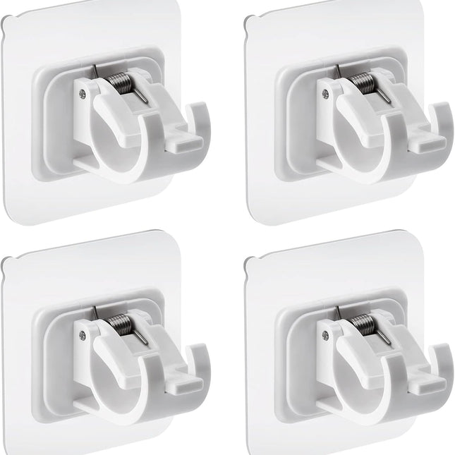 4 pieces self-adhesive curtain rod brackets No drilling required Curtain hooks Fixed rod bracket Curtain rod wall mounting bracket Towel bar hooks for home Bathroom Kitchen Hotel Towel Clothes Hanging (White).