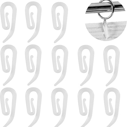White plastic hooks for windows and door curtains - curtain hooks - suitable for windows, doors and shower curtains - 50 pieces.