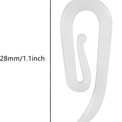 White plastic hooks for windows and door curtains - curtain hooks - suitable for windows, doors and shower curtains - 50 pieces.