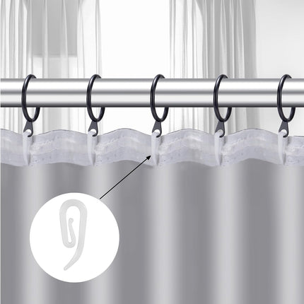 White plastic hooks for windows and door curtains - curtain hooks - suitable for windows, doors and shower curtains - 50 pieces.