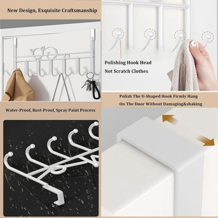 Door hooks, coat hangers for jackets, towels, bags, bathrobes (1 pack, white).
