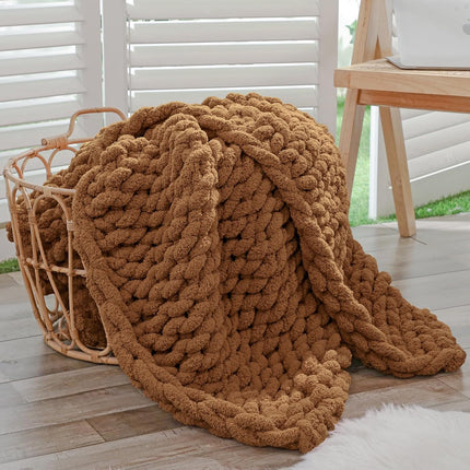 Chunky yarn - Hand-knitted  - et - 25 metres - Extra soft - DIY - Cushion - Blanket - Pet bed - brown.