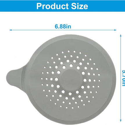 2-pack shower drain hair catchers with strong suction cups, silicone sink strainer protector, shower drain cover, hair stopper, sink strainer for bathroom, bathtub, kitchen sink (white + grey).