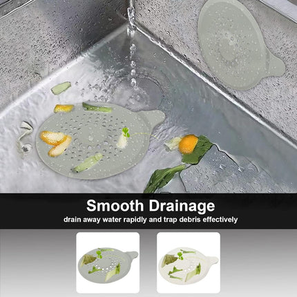 2-pack shower drain hair catchers with strong suction cups, silicone sink strainer protector, shower drain cover, hair stopper, sink strainer for bathroom, bathtub, kitchen sink (white + grey).