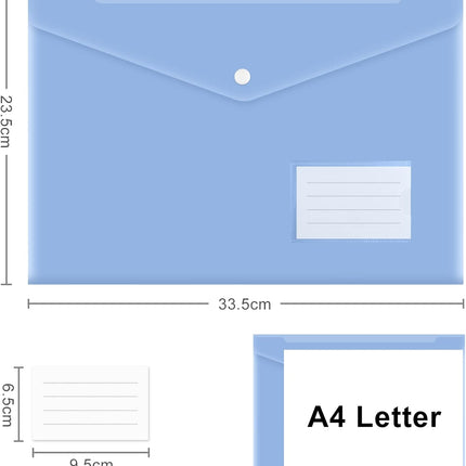 10 pieces of A4 plastic envelope folders, transparent envelopes with press studs, A4 folders with label pockets for school, homework and office, 5 colours.
