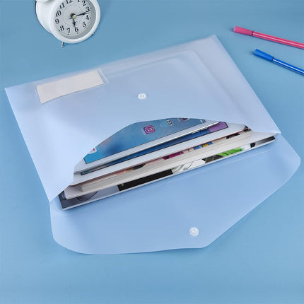 10 pieces of A4 plastic envelope folders, transparent envelopes with press studs, A4 folders with label pockets for school, homework and office, 5 colours.