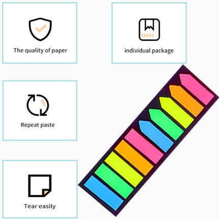 Sticky note labels, 200 sticky note labels, sticky note bookmarks in 2 shapes, mini file labels for marking pages and jotting down inspiration.