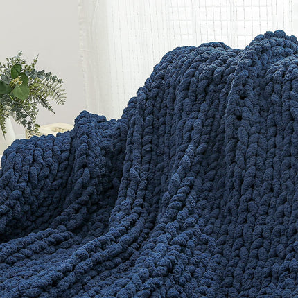 Chunky yarn - Hand-knitted  - et - 25 metres - Extra soft - DIY - Cushion - Blanket - Pet bed - Navy blue.
