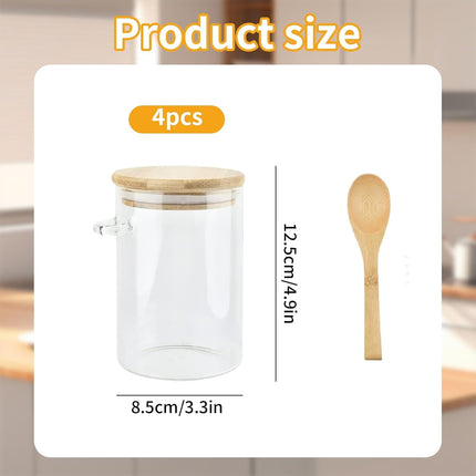 4-pack overnight oats containers with wooden lids and spoons, 473 ml overnight oats jars, glass food containers for oatmeal, chia seed pudding, yoghurt, salad and breakfast cereals.