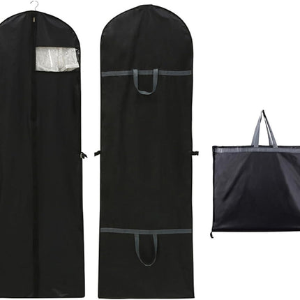 Long garment bags, dustproof clothing covers, moth-resistant clothing bags, wedding dress bags, foldable long coat bags, suitable for storing coats, shirts, suits and jackets (black).
