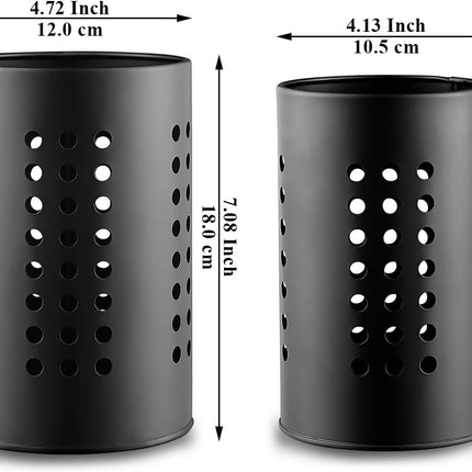 Cutlery holder for crockery, suitable for countertops, 2-pack, stainless steel black kitchen utensil holder, stylish storage box and decorative kitchen utensil pot, perfect gift for a new house or apartment.