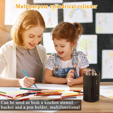 Cutlery holder for crockery, suitable for countertops, 2-pack, stainless steel black kitchen utensil holder, stylish storage box and decorative kitchen utensil pot, perfect gift for a new house or apartment.
