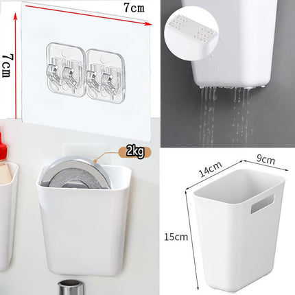 4-piece storage box set for kitchen cabinet doors, self-adhesive storage box for wall mounting, storage box for small items in wardrobes/bathrooms/fridges.