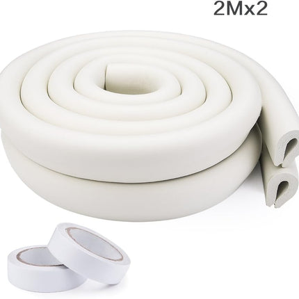 Edge protection strips, 2M * 2 rolls foam safety strips, anti-bump strips for kids, thickened soft protection strips, corner protectors for babies, children and toddlers - cream white.
