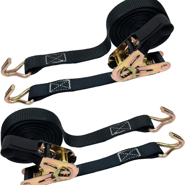 Ratelspanband 2-pack, 800 kg spanband, 6 m x 25 mm ratelspanband, hook spanband for motorbike, car, trailer, truck and home.