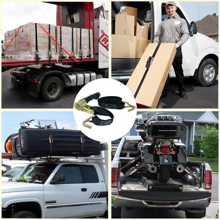 Ratelspanband 2-pack, 800 kg spanband, 6 m x 25 mm ratelspanband, hook spanband for motorbike, car, trailer, truck and home.
