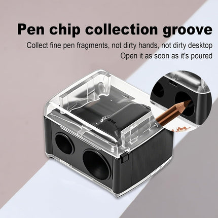 2-piece eyeliner pencil sharpener, makeup pencil sharpener with 2 holes, compact eyebrow pencil sharpener for different sizes of eyebrow pencils, eyeliner pencils, lip liners, etc., easy to clean (black).