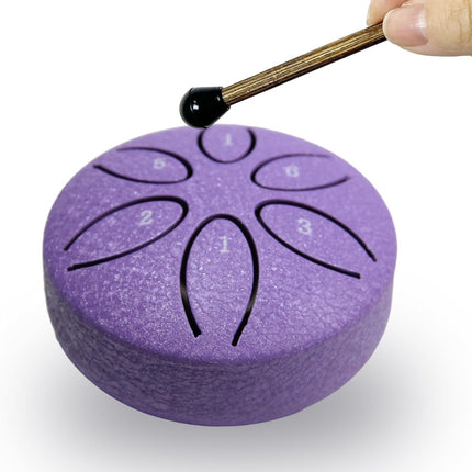 Ethereal Drums - Mini Steel Tongue Drum Kit - for sound healing, meditation and yoga - 3" 6-note - Great for beginners and relaxation - Lavender Purple - Mallets + Tabs + Bag.