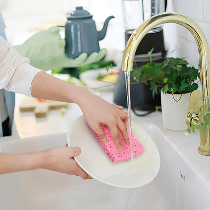 Dishwashing sponges, 12 natural cellulose cleaning sponges, anti-scratch kitchen sponges for washing dishes, home, cookware, bathroom.