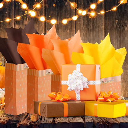 60 sheets of tissue paper autumn wrapping paper bulk multicoloured craft paper crafts for Thanksgiving harvest birthday party do-it-yourself and craft decoration.