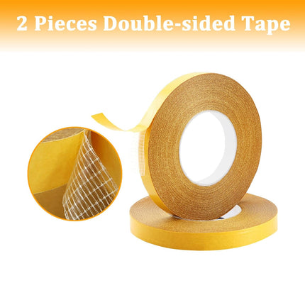 Rol 0.6" x 66' double-sided, strong super sticky fabric tape - clear adhesive for carpet, walls, floors, rugs, craft supplies - wide mounting (2 rolls).