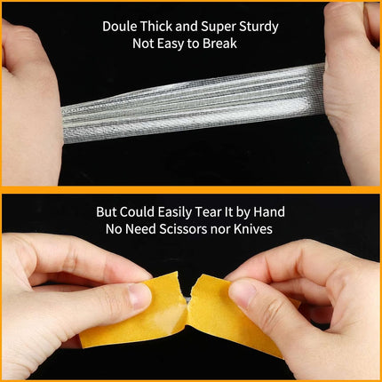 Rol 0.6" x 66' double-sided, strong super sticky fabric tape - clear adhesive for carpet, walls, floors, rugs, craft supplies - wide mounting (2 rolls).