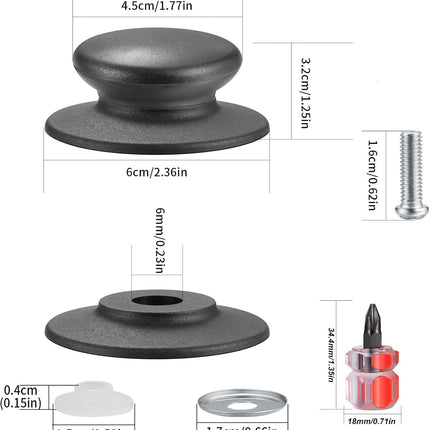 Set of 4 lid knobs, universal replacement lid knob, handle for kitchen cookware, round bakelite handle.