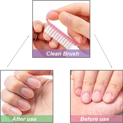 Nagelborstel - 4 pieces Plastic cleaning brush - Handscrub cleaning brush - with plastic handle - for cleaning nails (purple - pink - blue - transparent).